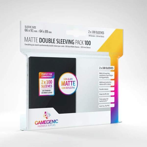 Gamegenic: Matte Double Sleeving Pack Clear/Black (2x100 Sleeves)